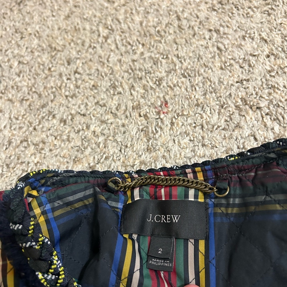 J. Crew Women's Quilted Lady Jacket Size 2 Stewart Plaid Braided Trim Holiday - Picture 10 of 15